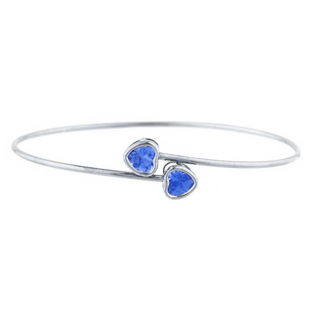 BEAUTIFUL TANZANITE HEART .925 Sterling Silver Bracelet 8" BEAUTIFUL TANZANITE HEART .925 Sterling Silver Bracelet 8"